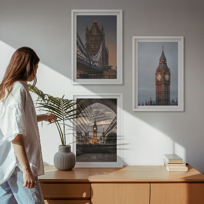 Juego de 3 cuadros Reloj Big Ben del Puente de Londres