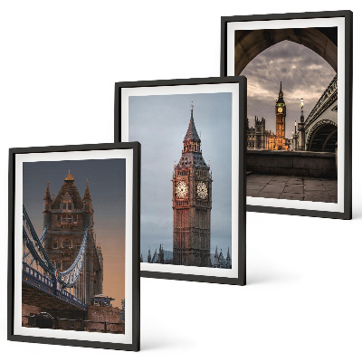 Juego de 3 cuadros Reloj Big Ben del Puente de Londres