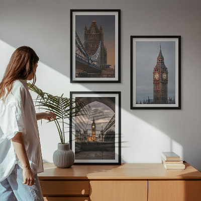Juego de 3 cuadros Reloj Big Ben del Puente de Londres