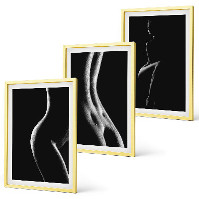 Juego de 3 cuadros Siluetas femeninas en blanco y negro