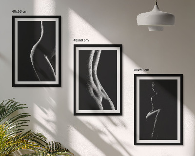 Juego de 3 cuadros Siluetas femeninas en blanco y negro