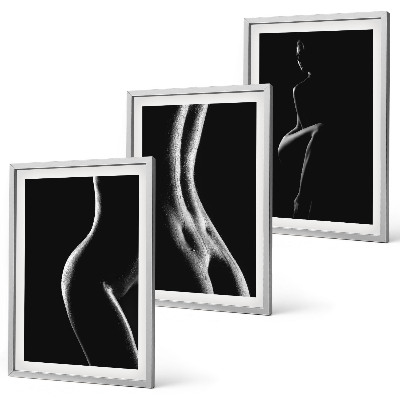 Juego de 3 cuadros Siluetas femeninas en blanco y negro