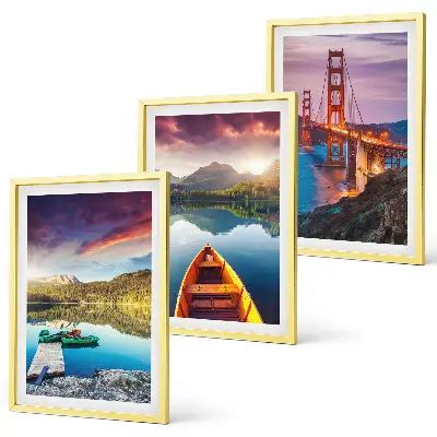 Set de 3 cuadros para salón con vistas a las montañas, el lago y los puentes