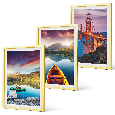 Set de 3 cuadros para salón Vistas de las montañas, el lago y los puentes.