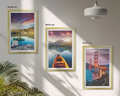 Set de 3 cuadros para salón con vistas a las montañas, el lago y los puentes