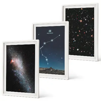 Set de 3 cuadros para salón diseño Espacio galáctico Acuario