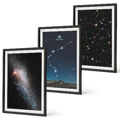Set de 3 cuadros para salón diseño Espacio galáctico Acuario