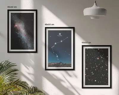 Set de 3 cuadros para salón diseño Espacio galáctico Acuario
