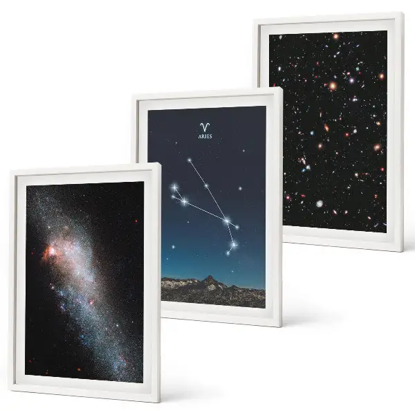 Set de 3 cuadros de paisajes cósmicos decoración con diseño de galaxias para salón