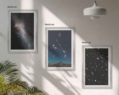 Set de 3 cuadros para salón Paisajes cósmicos de galaxias