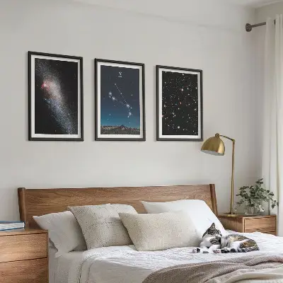 Set de 3 cuadros de paisajes cósmicos decoración con diseño de galaxias para salón