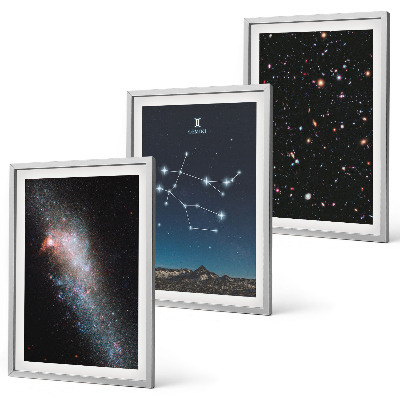 Set de 3 cuadros para salón galaxia zodiacal de Géminis