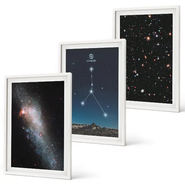Juego de 3 cuadros con diseño de constelación de galaxias espaciales Cáncer