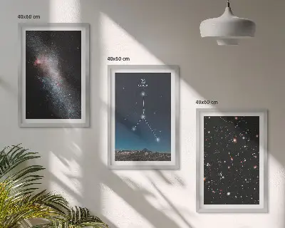 Juego de 3 cuadros con diseño de constelación de galaxias espaciales Cáncer