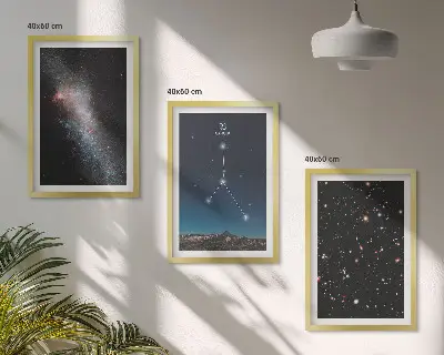 Juego de 3 cuadros con diseño de constelación de galaxias espaciales Cáncer