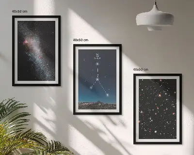 Juego de 3 cuadros con diseño de constelación de galaxias espaciales Cáncer