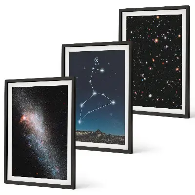 Set de 3 cuadros para salón con diseño de la constelación de Leo