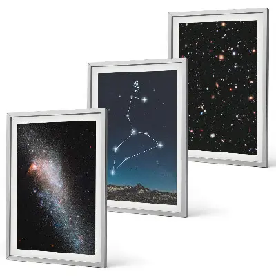 Set de 3 cuadros para salón con diseño de la constelación de Leo