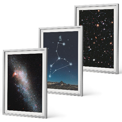 Set de 3 cuadros para salón galaxia de la constelación de Leo