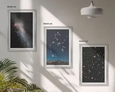 Set de 3 cuadros para salón con motivos de galaxias, constelaciones y el espacio con Sagitario