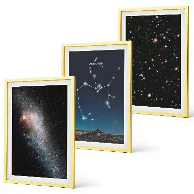 Set de 3 cuadros para salón con motivos de galaxias, constelaciones y el espacio con Sagitario