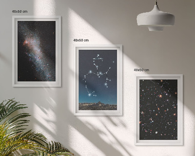 Set de 3 cuadros para salón Galaxias, constelaciones, espacio, Sagitario