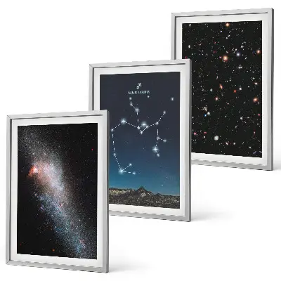 Set de 3 cuadros para salón con motivos de galaxias, constelaciones y el espacio con Sagitario
