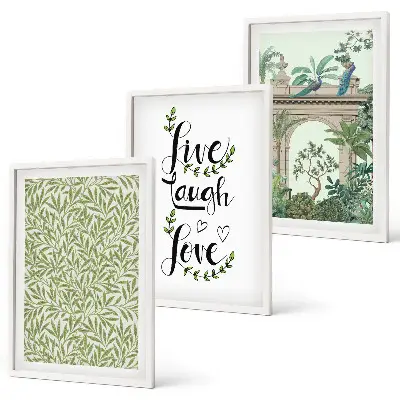 Juego de 3 cuadros con diseño de arquitectura de hojas verdes de plantas