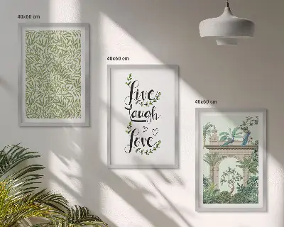 Juego de 3 cuadros con diseño de arquitectura de hojas verdes de plantas