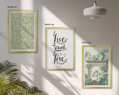 Juego de 3 cuadros con diseño de arquitectura de hojas verdes de plantas