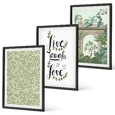 Juego de 3 cuadros con diseño de arquitectura de hojas verdes de plantas