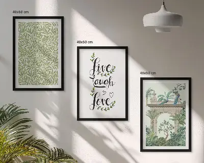 Juego de 3 cuadros con diseño de arquitectura de hojas verdes de plantas