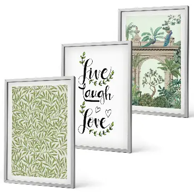 Juego de 3 cuadros con diseño de arquitectura de hojas verdes de plantas
