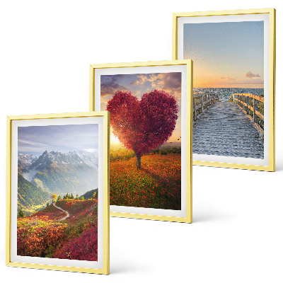 Set de 3 cuadros para salón Paisajes montañas árbol corazón muelle