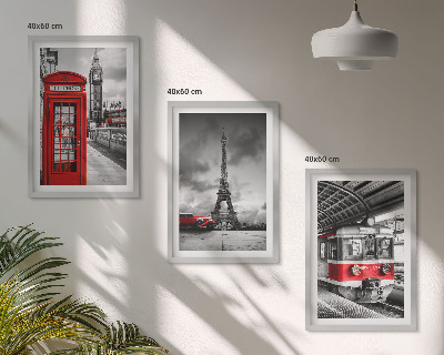 Set de 3 cuadros para salón Iconos Londres París transporte