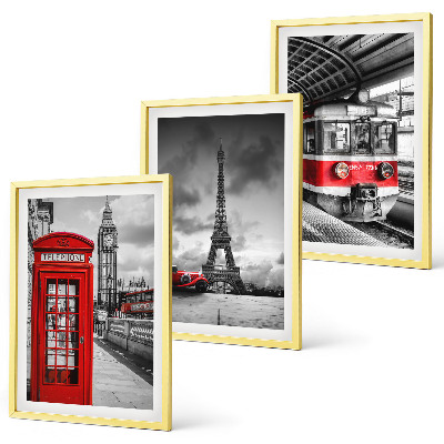 Set de 3 cuadros para salón Iconos Londres París transporte