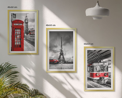 Set de 3 cuadros para salón Iconos Londres París transporte