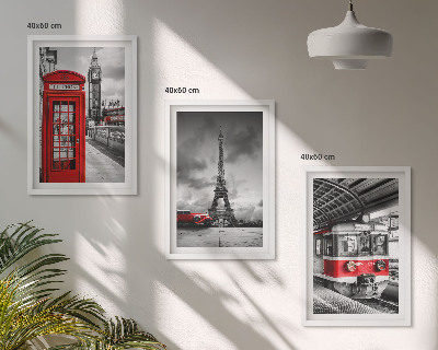 Set de 3 cuadros para salón Iconos Londres París transporte