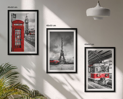 Set de 3 cuadros para salón Iconos Londres París transporte