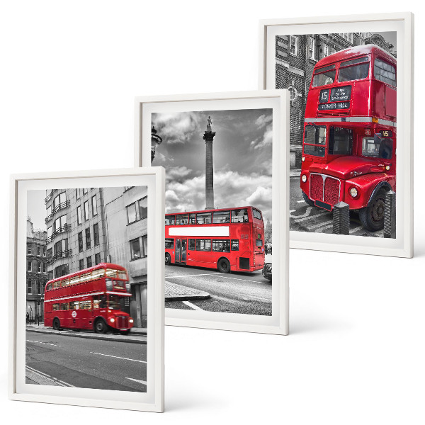 Set de 3 cuadros para salón Autobuses rojos de Londres