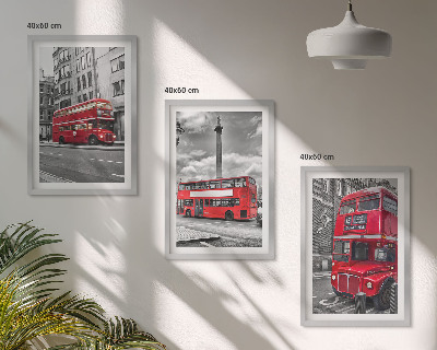 Set de 3 cuadros para salón Autobuses rojos de Londres