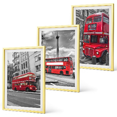 Set de 3 cuadros para salón Autobuses rojos de Londres
