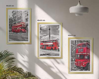 Set de 3 cuadros para salón Autobuses rojos de Londres