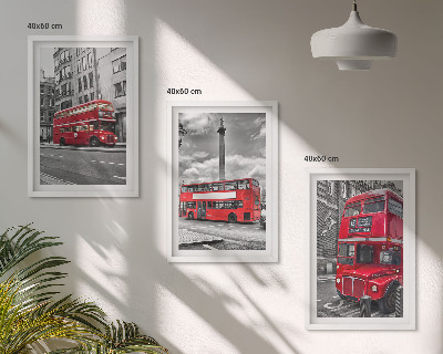 Set de 3 cuadros para salón Autobuses rojos de Londres