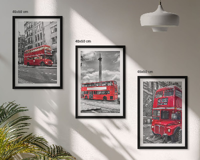 Set de 3 cuadros para salón Autobuses rojos de Londres