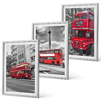 Set de 3 cuadros para salón Autobuses rojos de Londres
