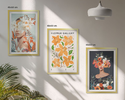 Juego de 3 cuadros Retratos florales con ramos de flores