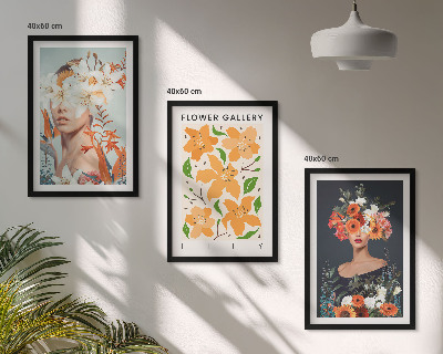 Juego de 3 cuadros Retratos florales con ramos de flores