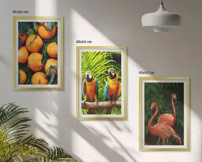 Set de 3 cuadros decorativos para salón con diseño de toques frutales en el trópico