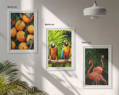 Set de 3 cuadros decorativos para salón con diseño de toques frutales en el trópico